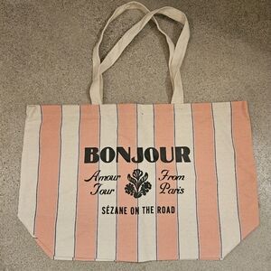 Sezane tote pink and white